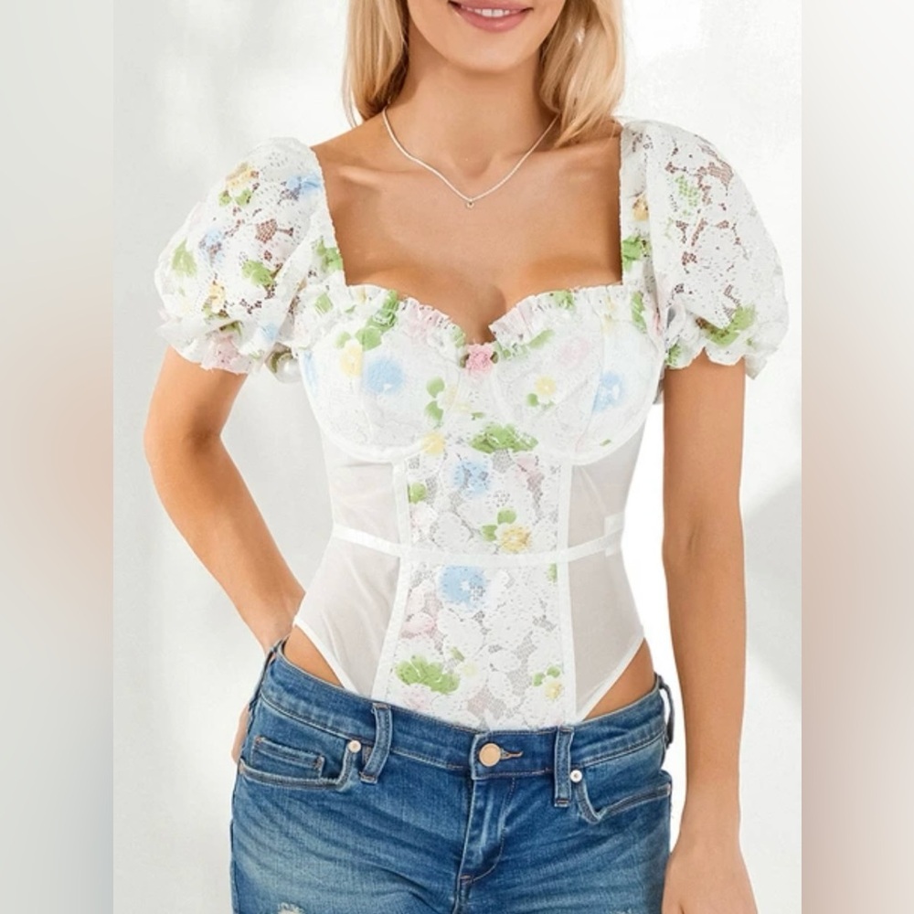 Floral Lace Bodysuit Size Large